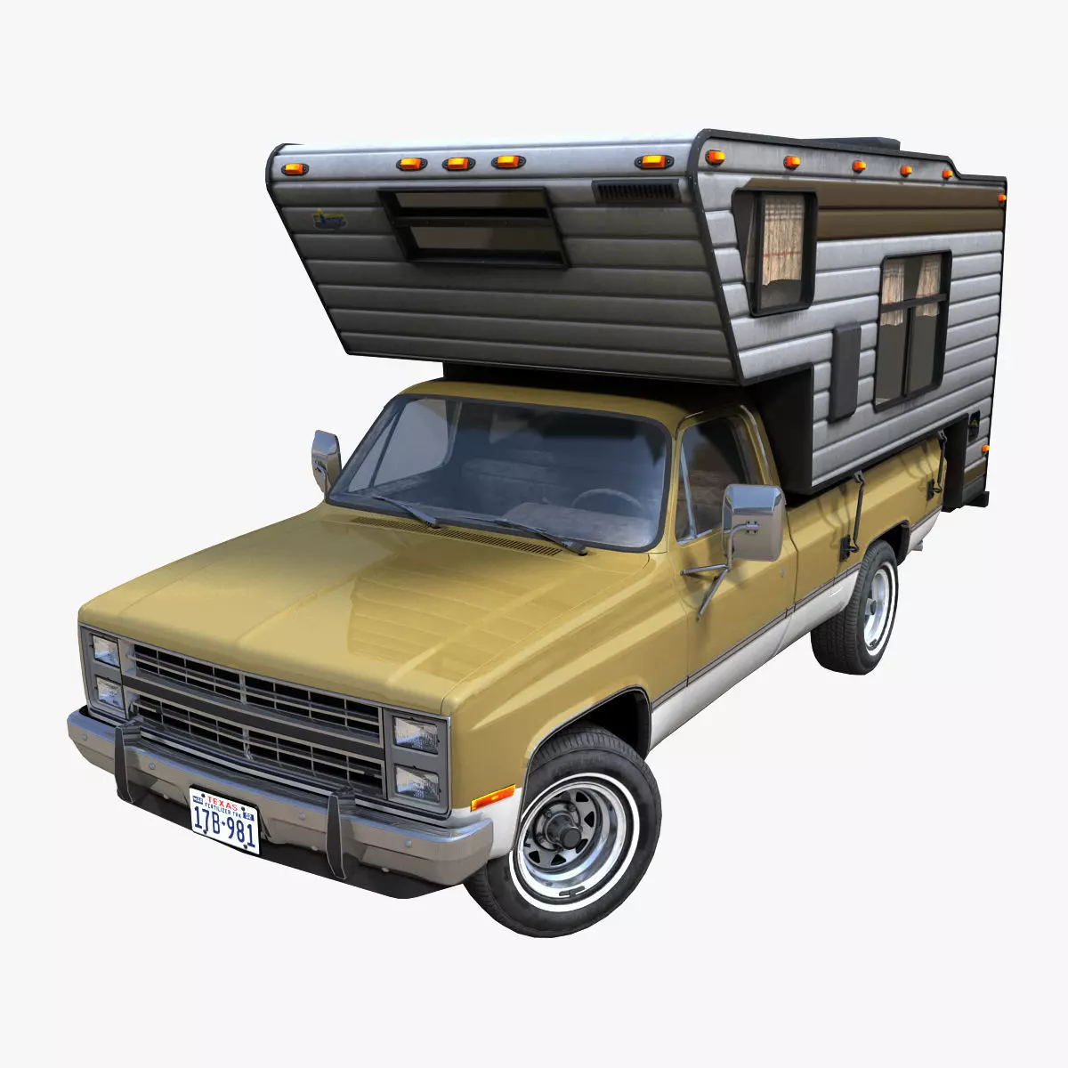 80s American  camper truck Low-poly 3D model_0