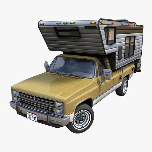 80s American  camper truck Low-poly 3D model