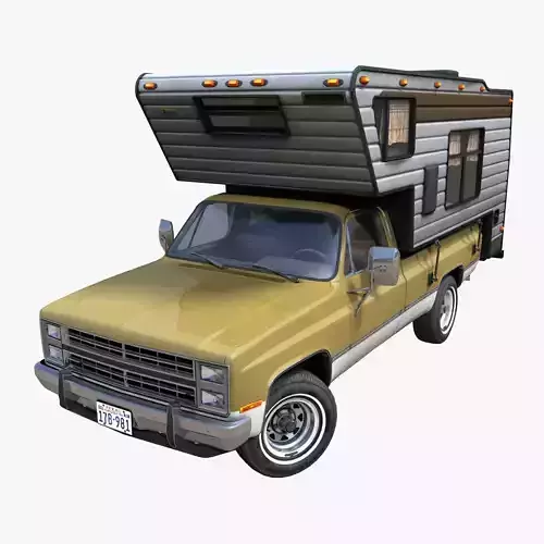 80s American  camper truck Low-poly 3D model