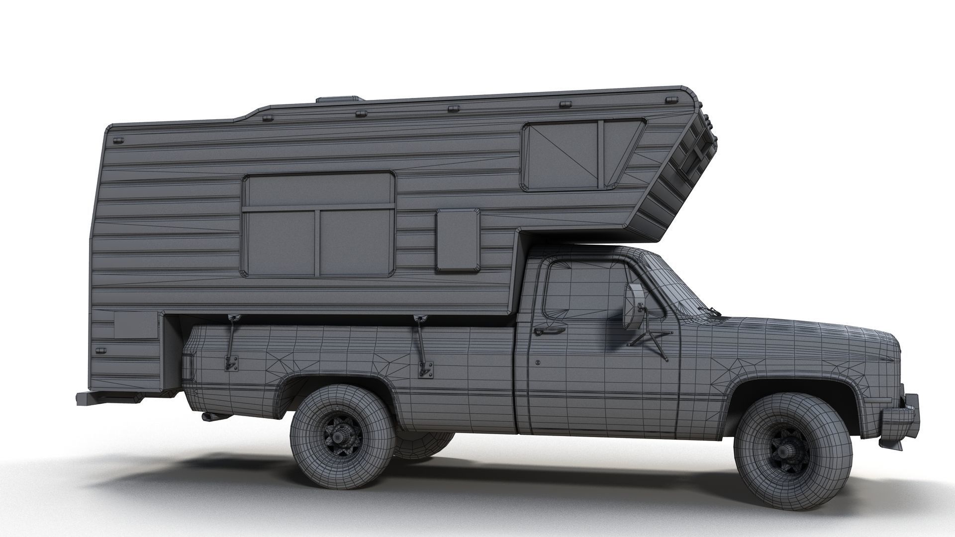80s American  camper truck Low-poly 3D model_18