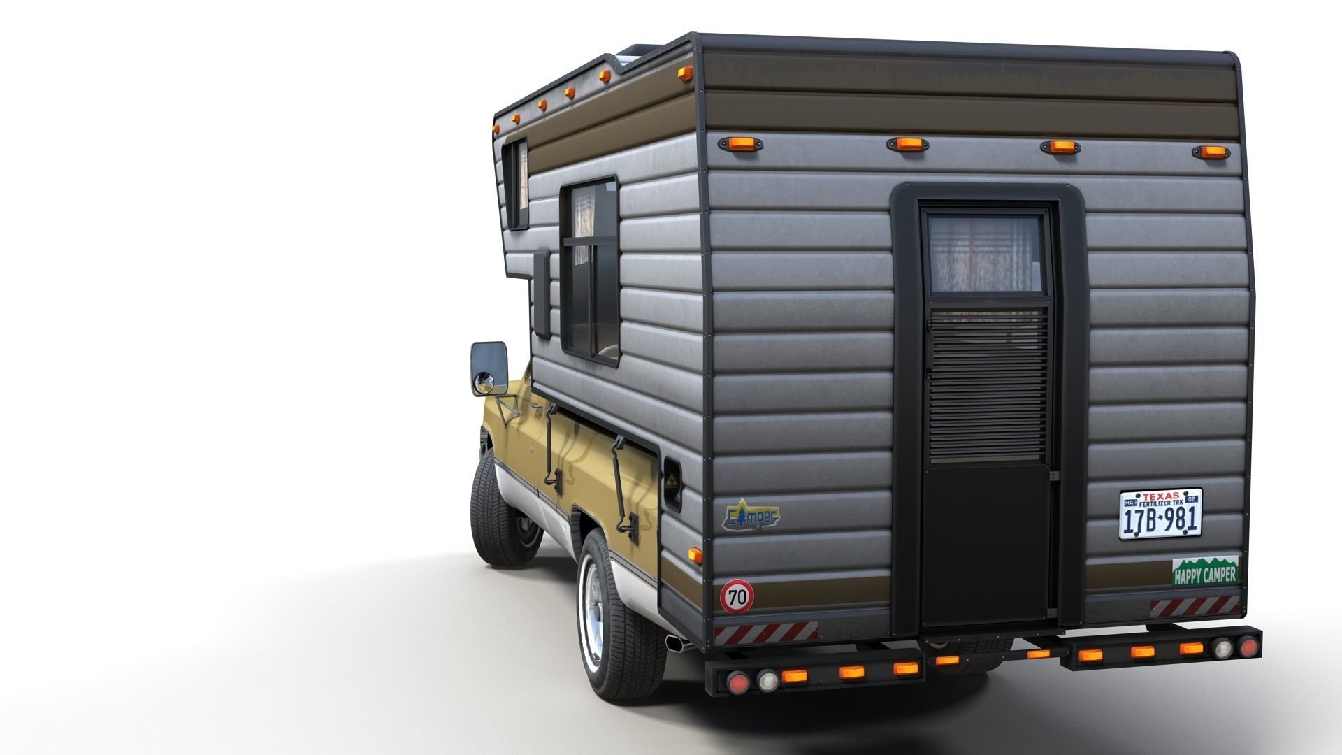 80s American  camper truck Low-poly 3D model_6