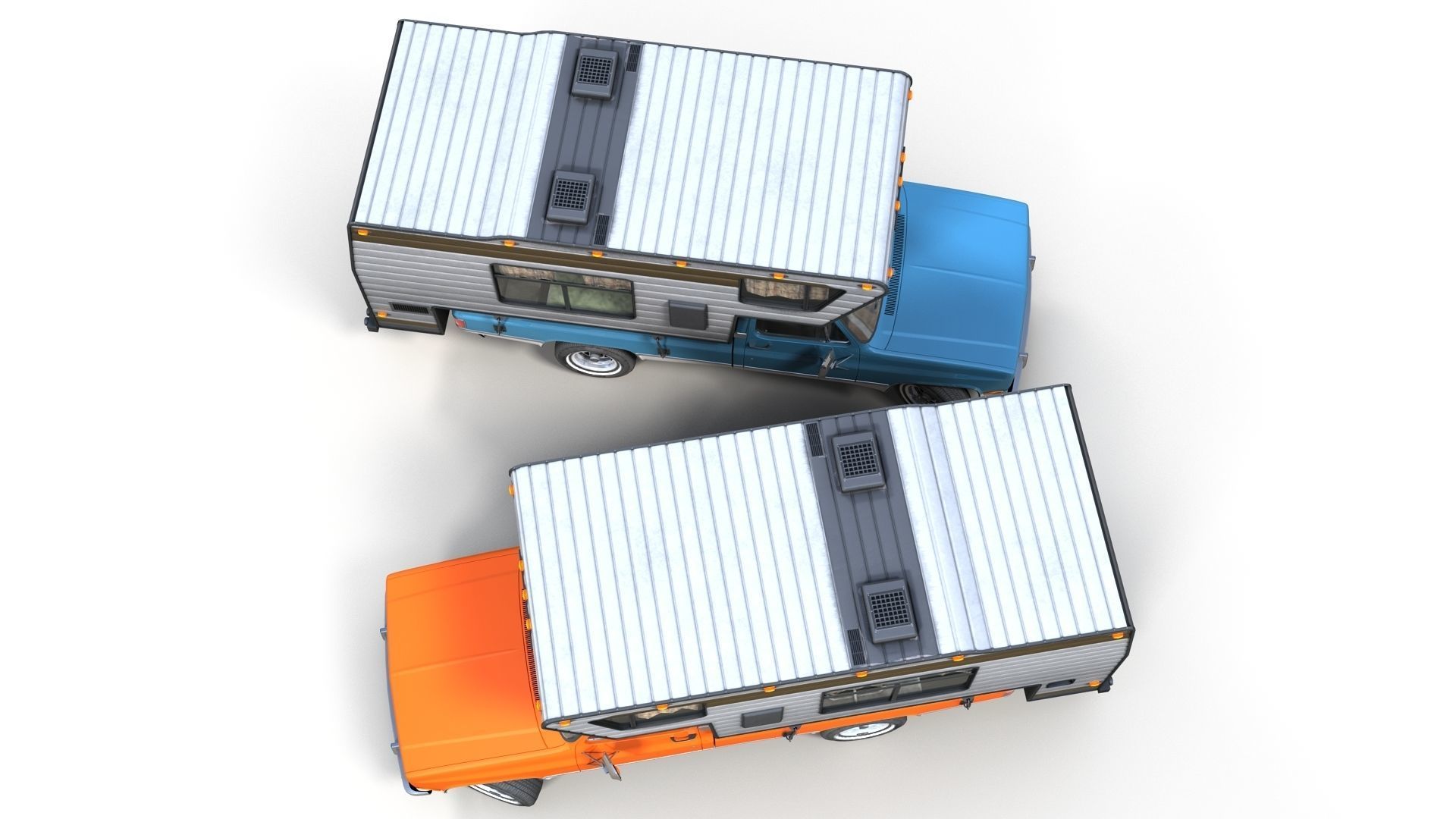 80s American  camper truck Low-poly 3D model_12