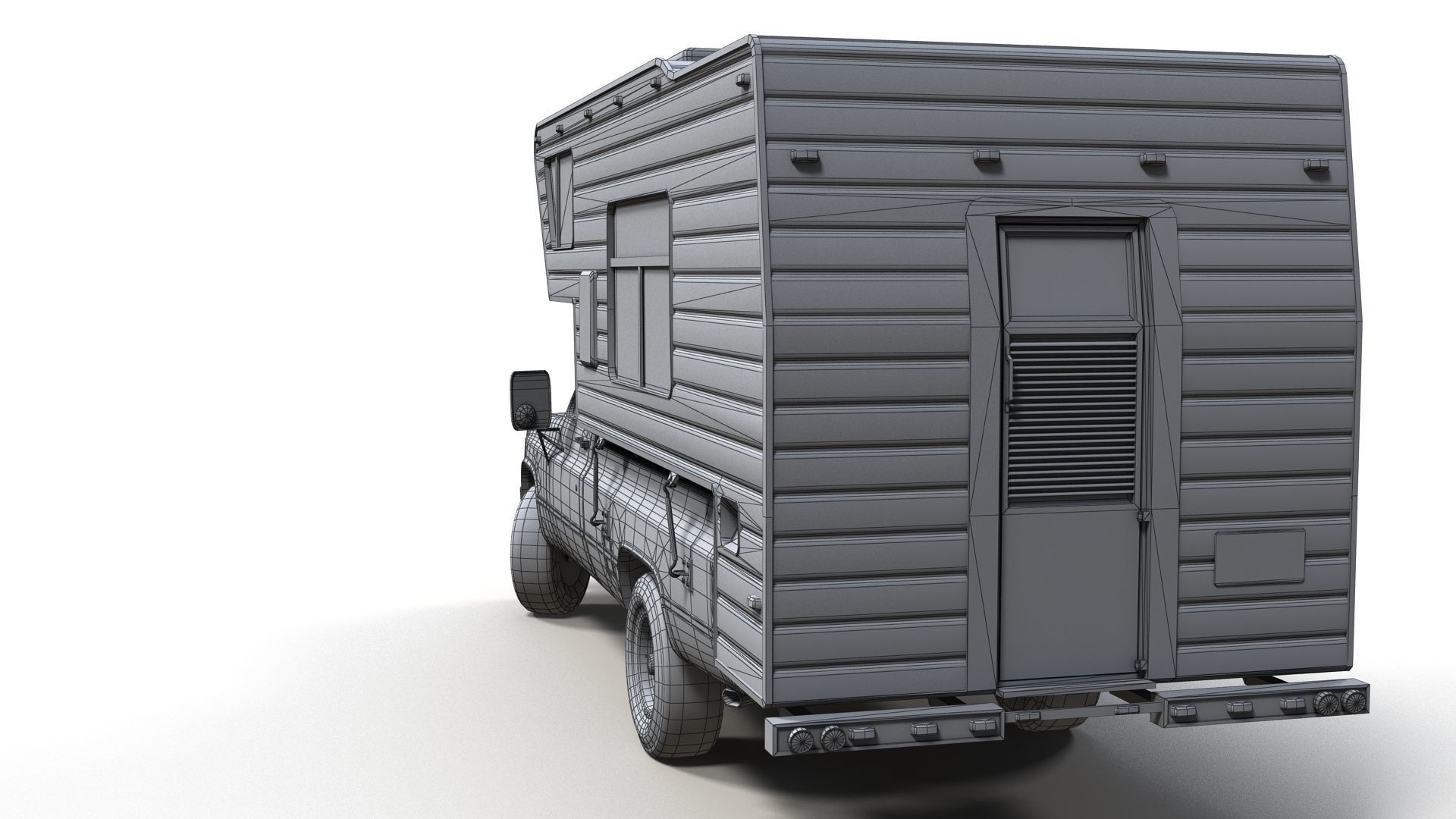 80s American  camper truck Low-poly 3D model_17