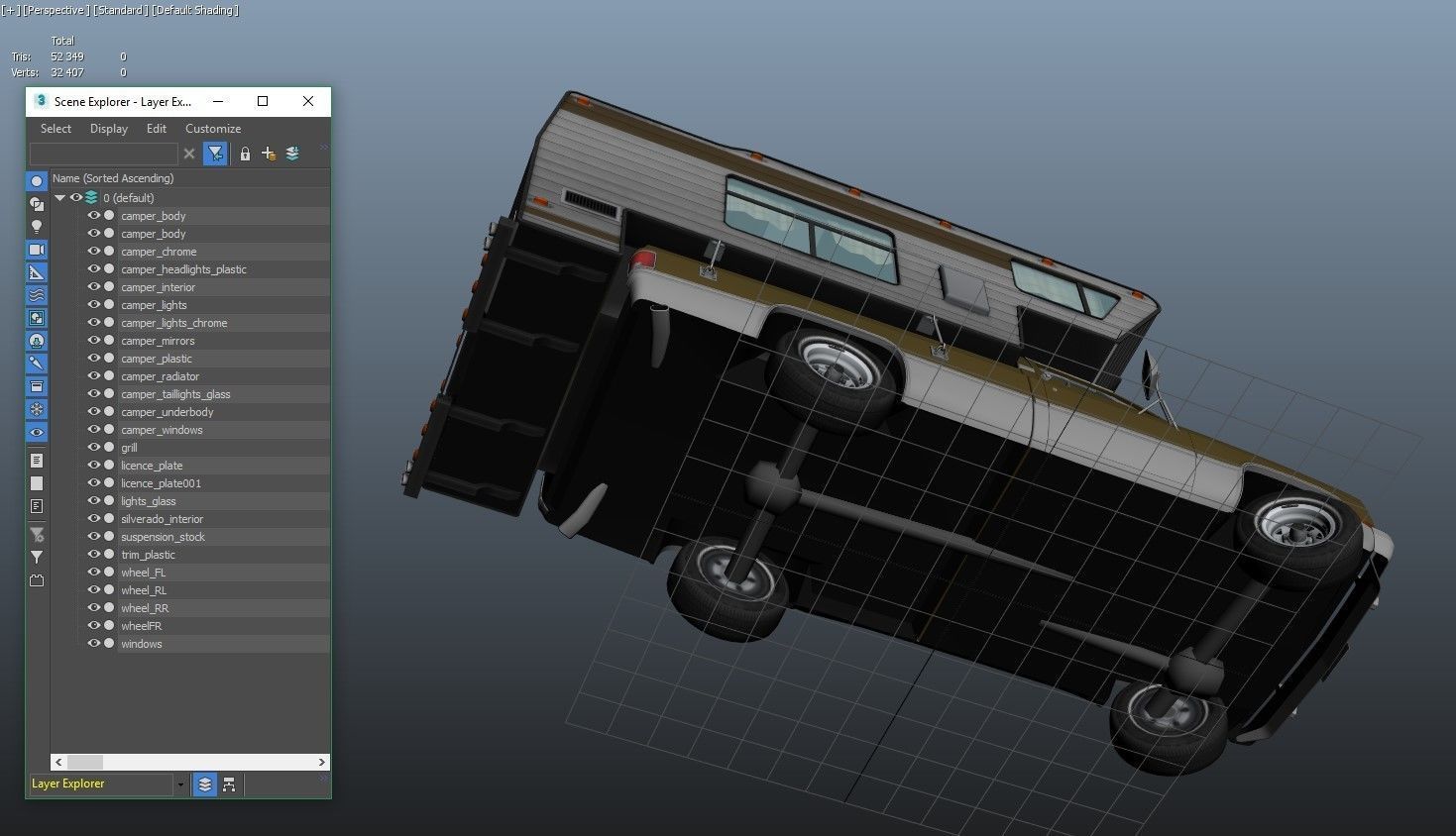 80s American  camper truck Low-poly 3D model_40