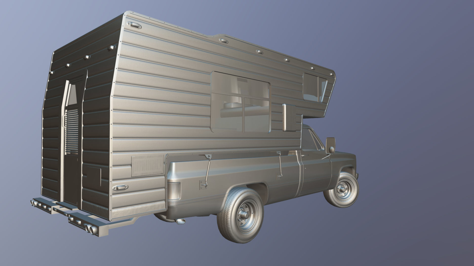 80s American  camper truck Low-poly 3D model_36