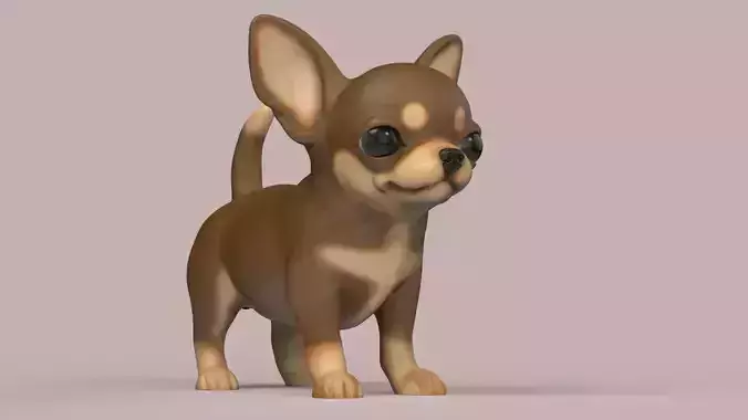 Cute Puppy Chihuahua dog STL and VRML for 3D print model