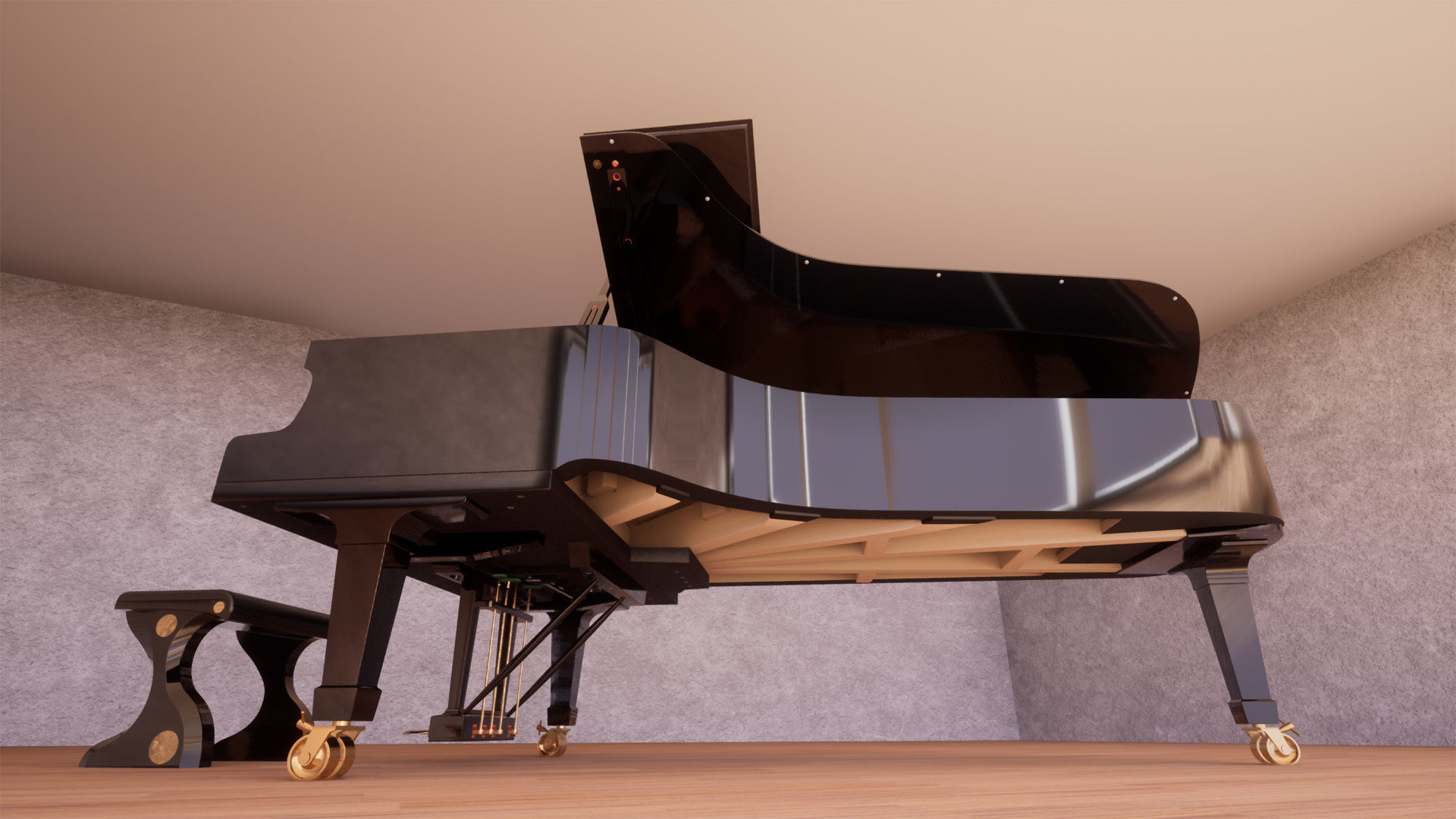 Grand Piano Low-poly 3D model_8