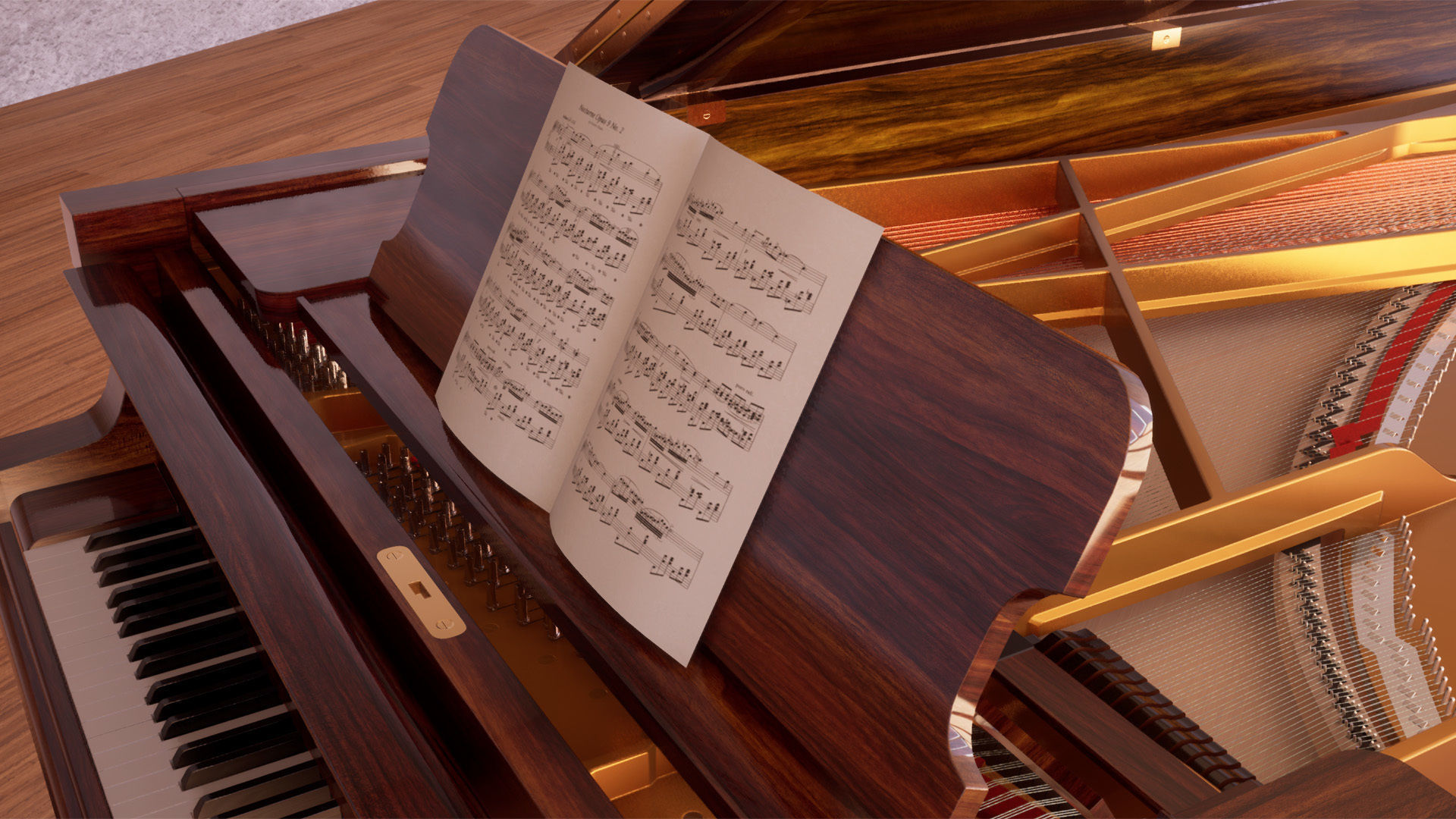Grand Piano Low-poly 3D model_19