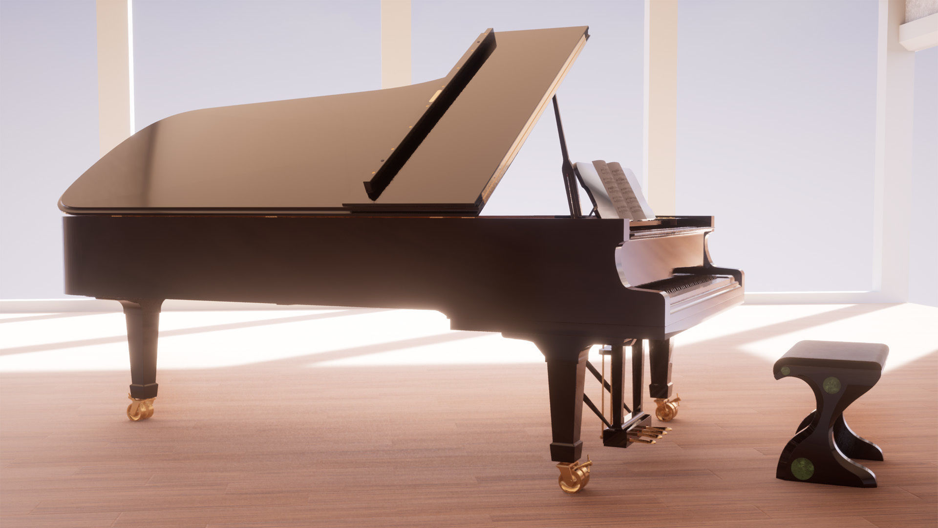 Grand Piano Low-poly 3D model_11