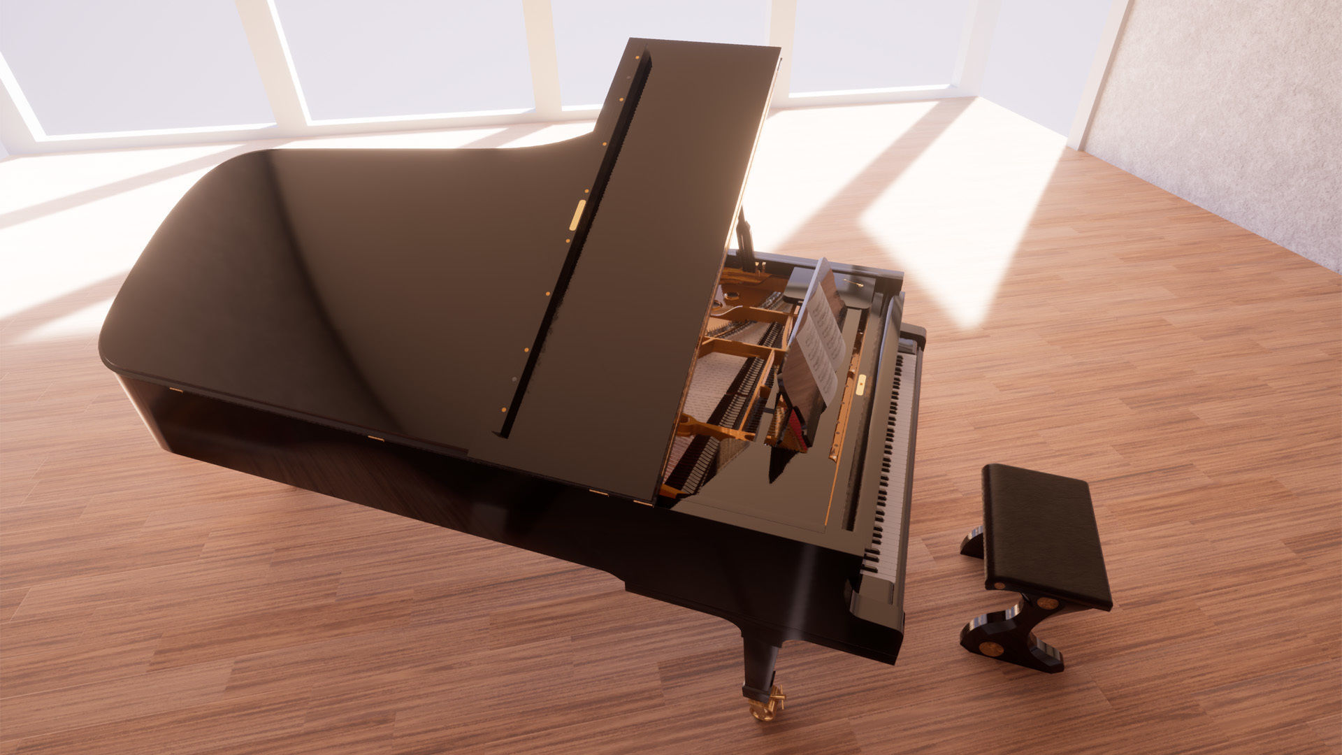 Grand Piano Low-poly 3D model_7