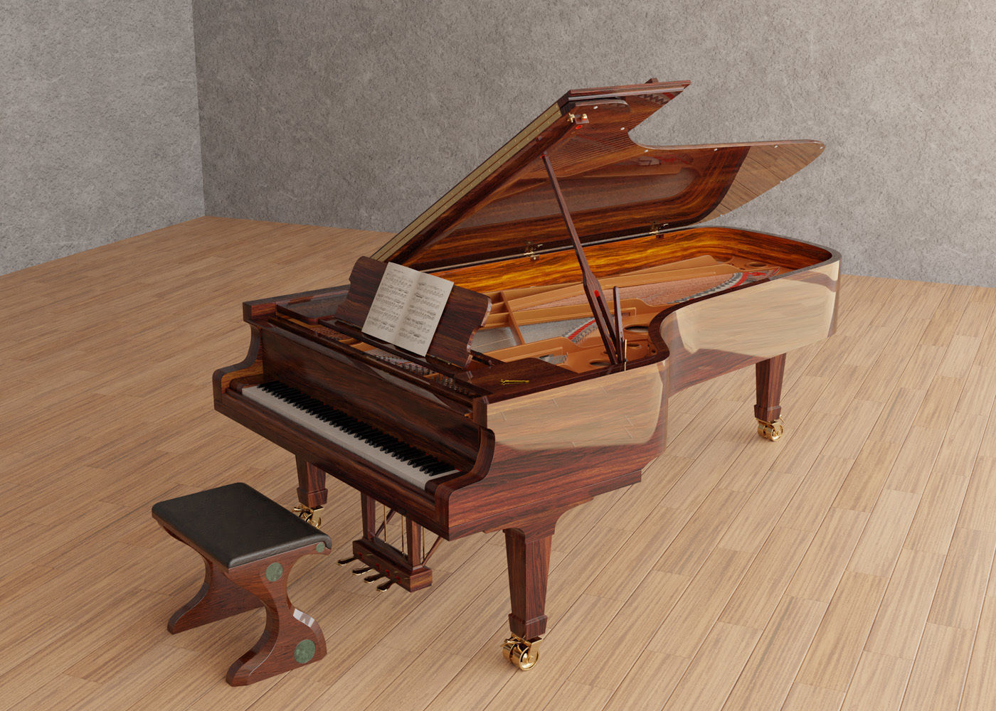 Grand Piano Low-poly 3D model_2