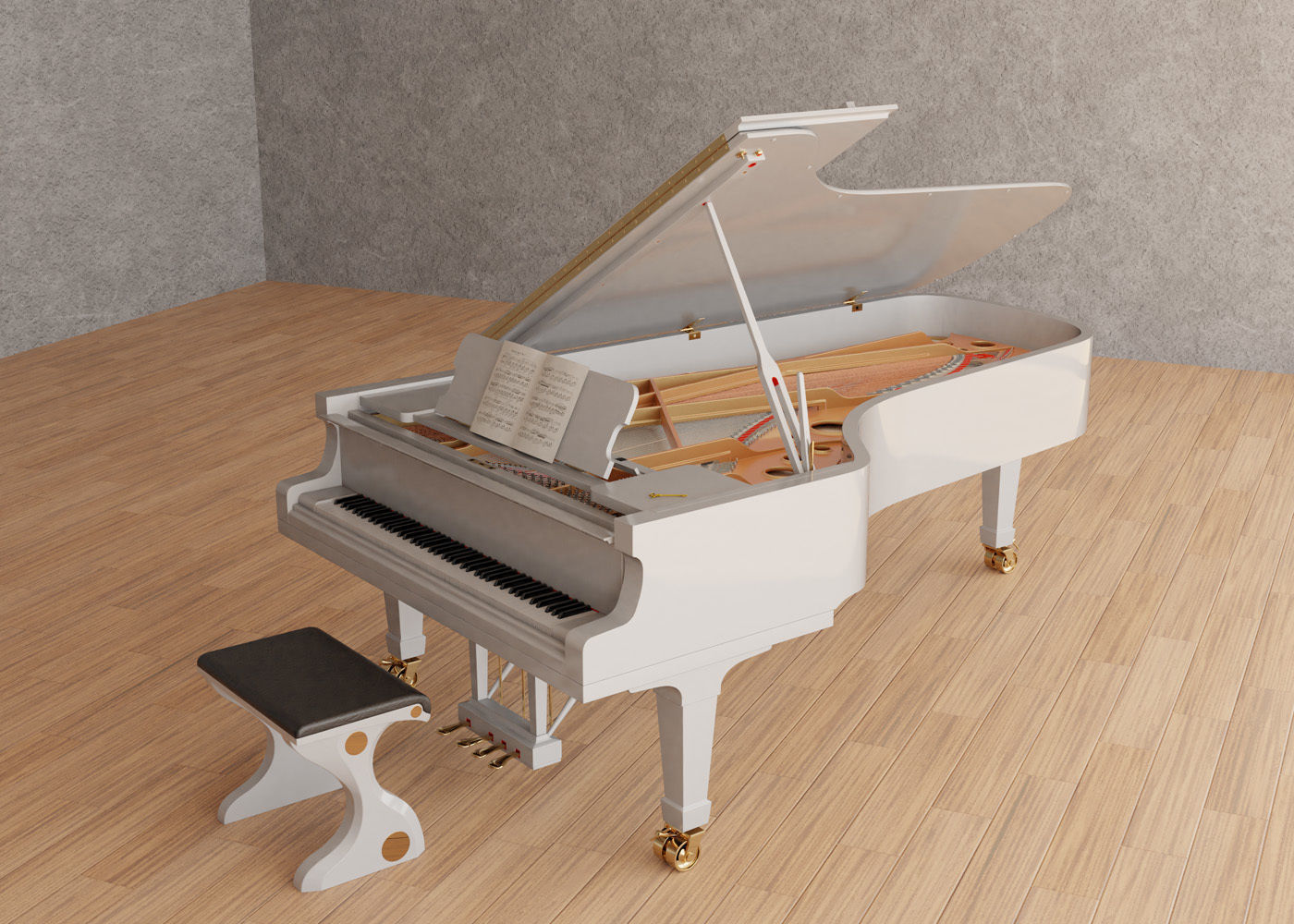 Grand Piano Low-poly 3D model_1