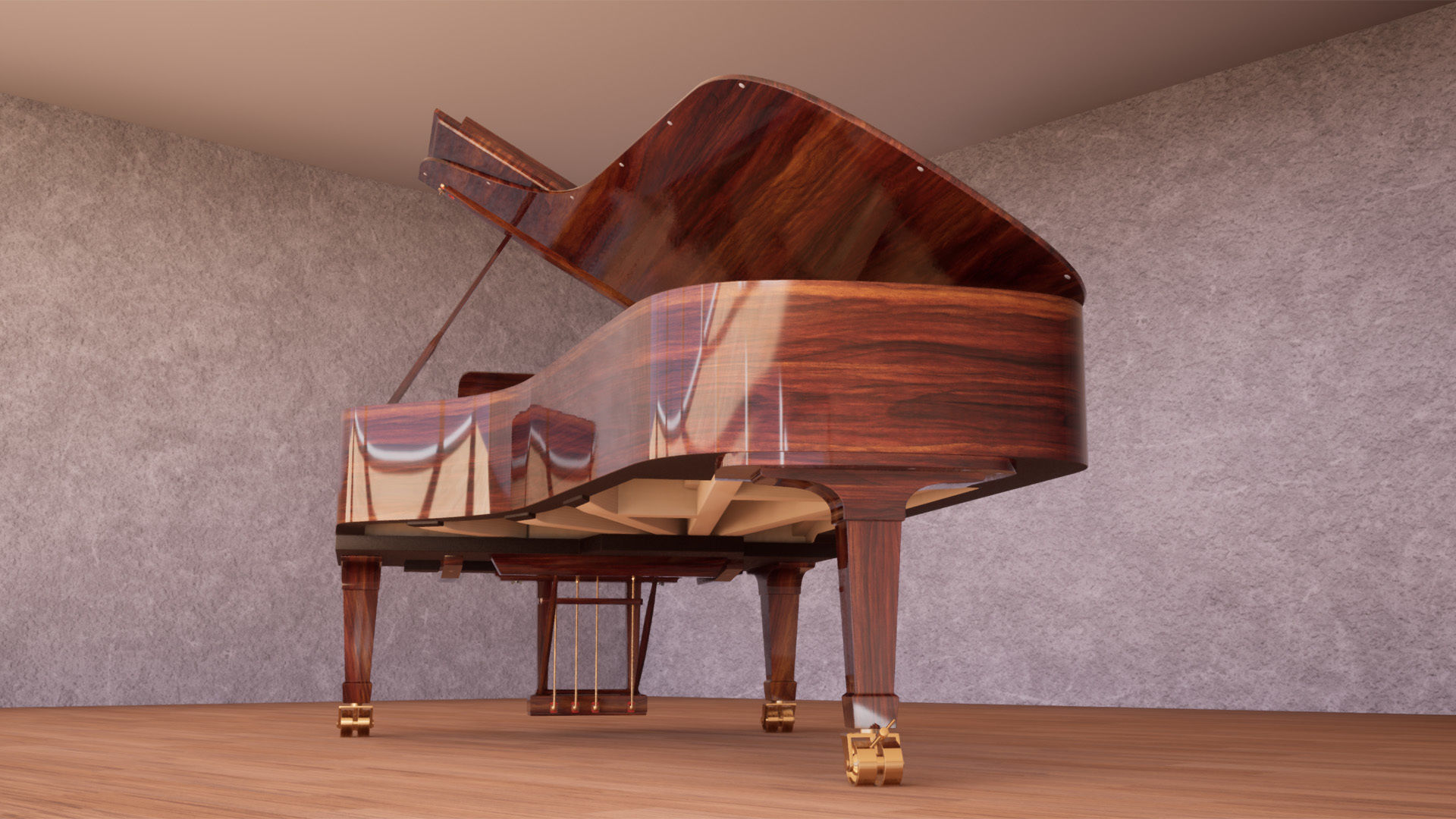 Grand Piano Low-poly 3D model_18