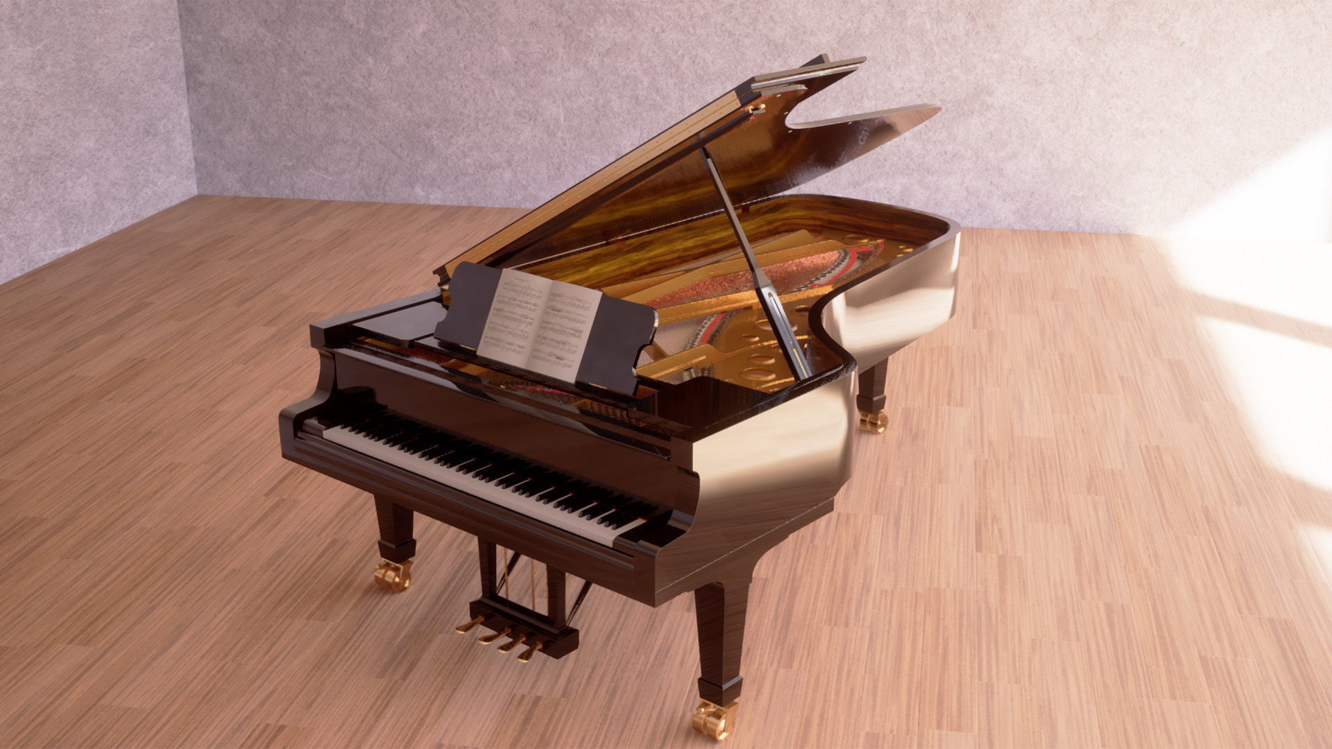 Grand Piano Low-poly 3D model_34