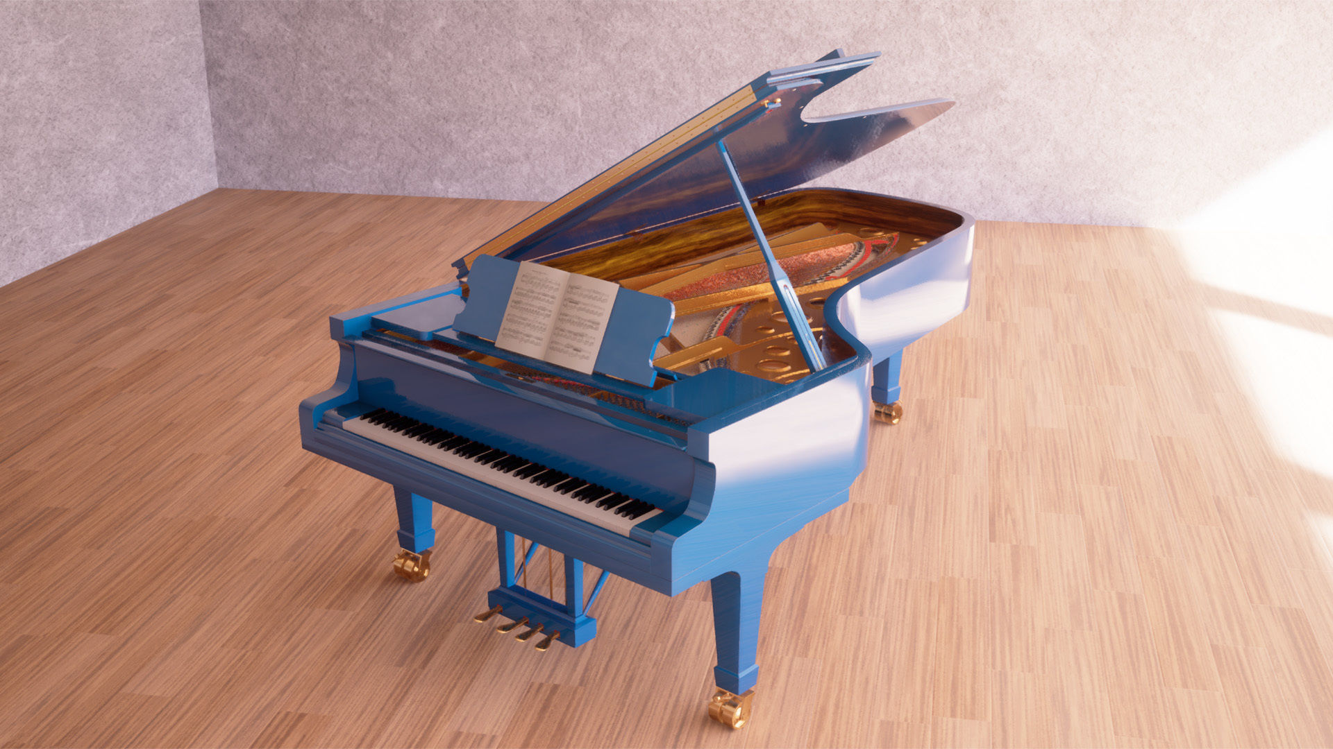 Grand Piano Low-poly 3D model_36