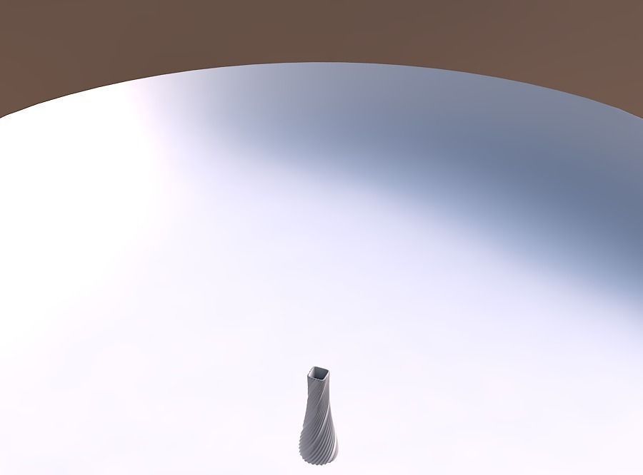 Vase semi quadratic with flowing extruded lines 3D print model_0