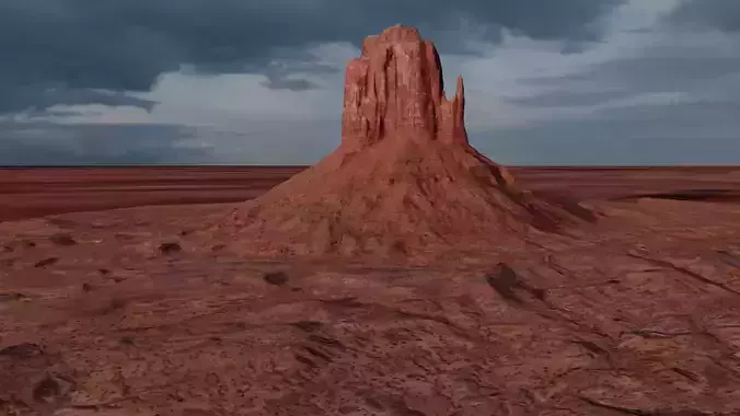 Monument Valley East Mitten Butte Low-poly 3D model