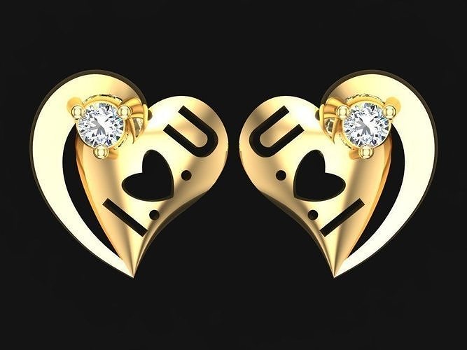 Heart earrings - Love earrings - Womens earrings 3D print model