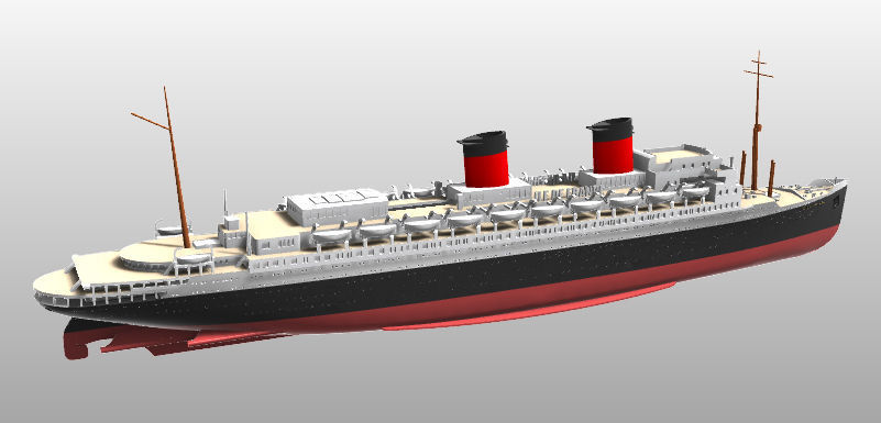 SS Ile de France Ocean Liner post 1949 printable model 3D print model_1