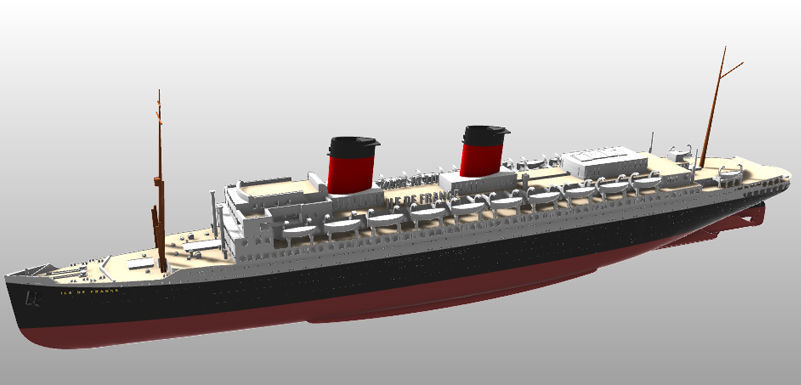 SS Ile de France Ocean Liner post 1949 printable model 3D print model_4