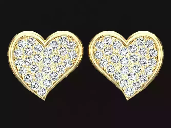 Heart earrings - Diamond earrings - Womens earrings - N706
