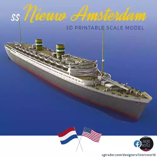 SS Nieuw Amsterdam 1937 Ocean Liner printable model 3D print model