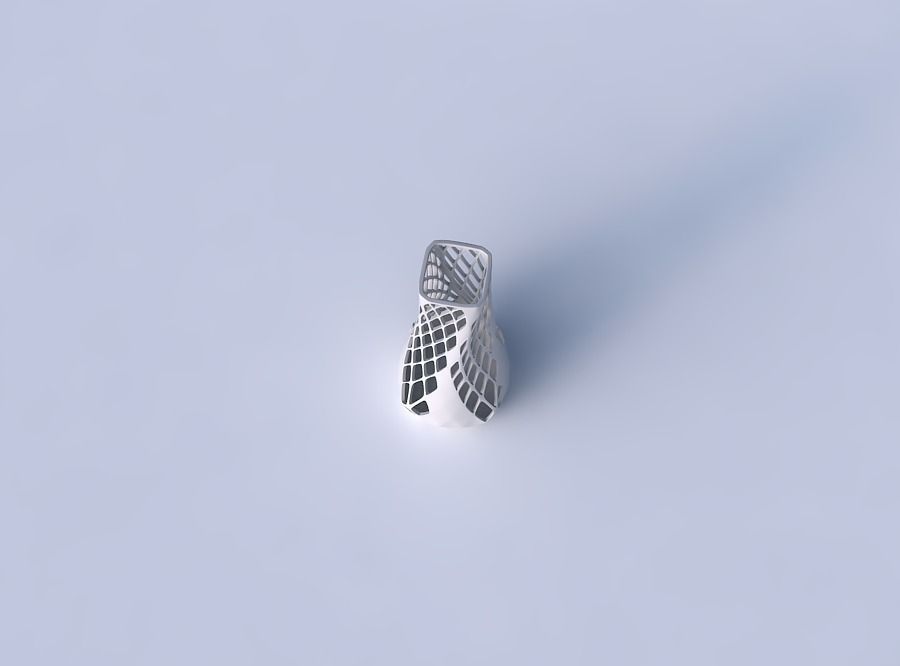 Vase semi quadratic with diagonal grid lattice 3 3D print model_2