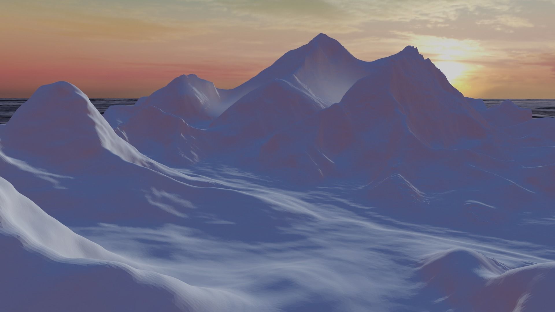 Mount Everest at Dawn Landscape 3D model_37