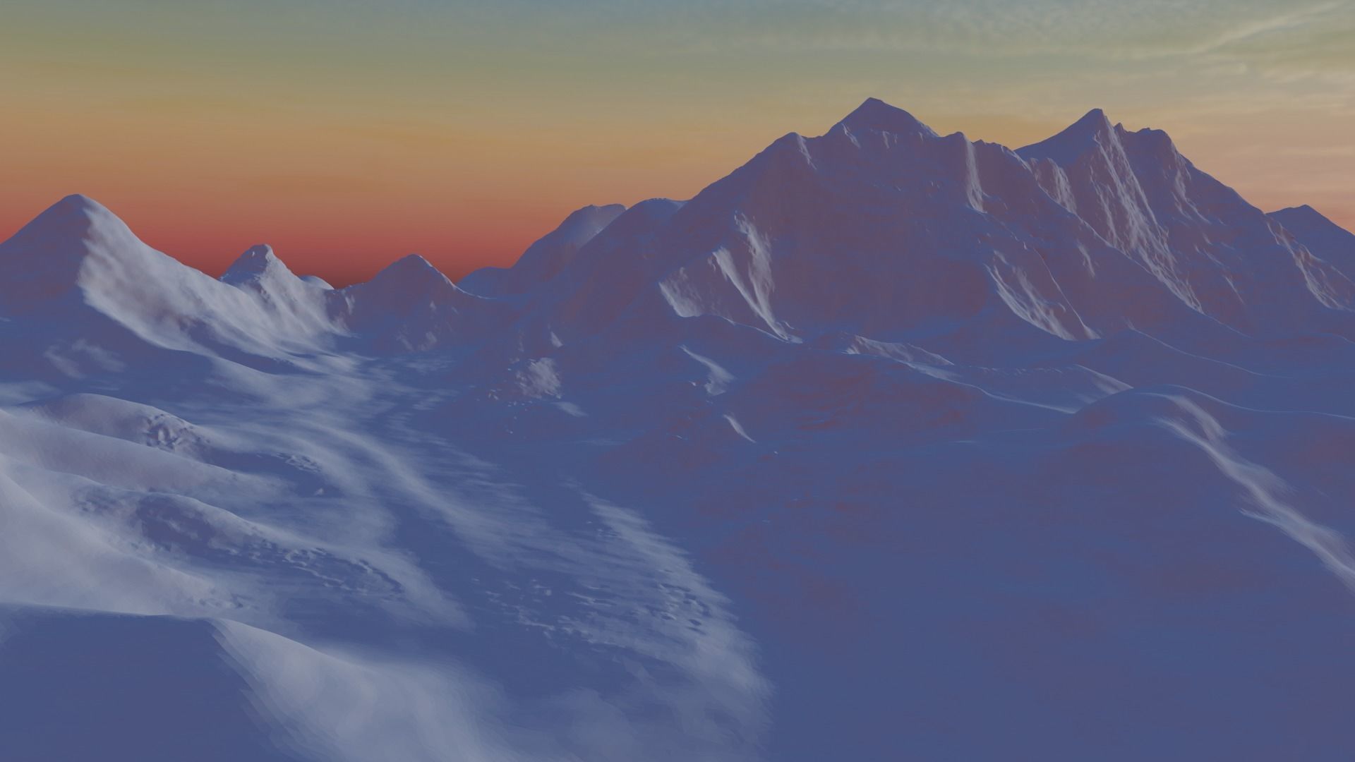 Mount Everest at Dawn Landscape 3D model_36