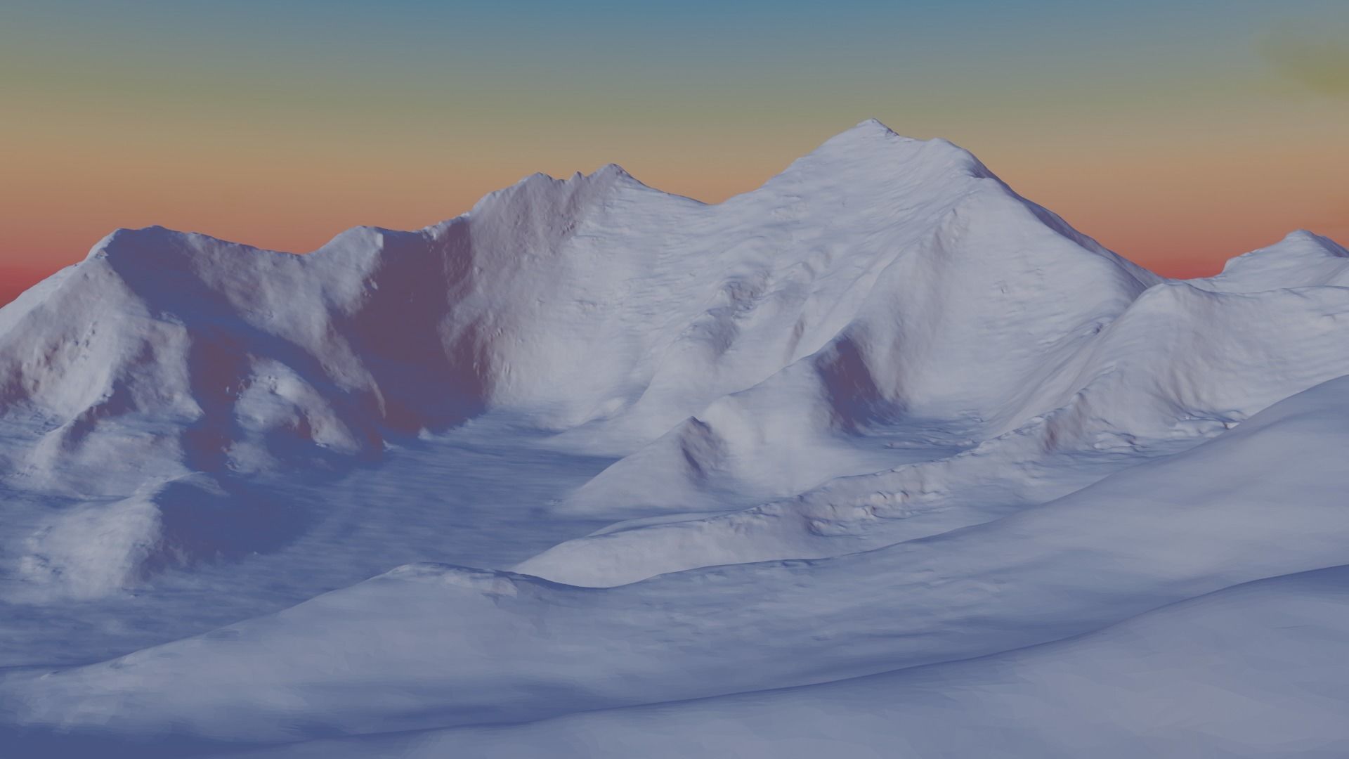 Mount Everest at Dawn Landscape 3D model_19