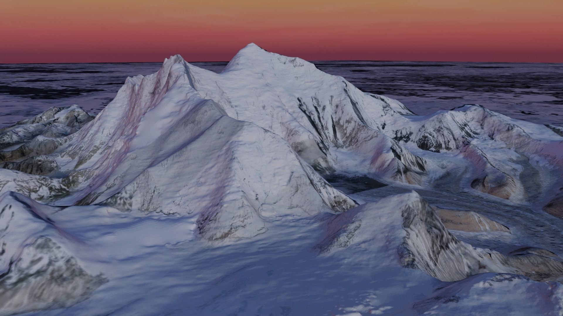 Mount Everest at Dawn Landscape 3D model_33