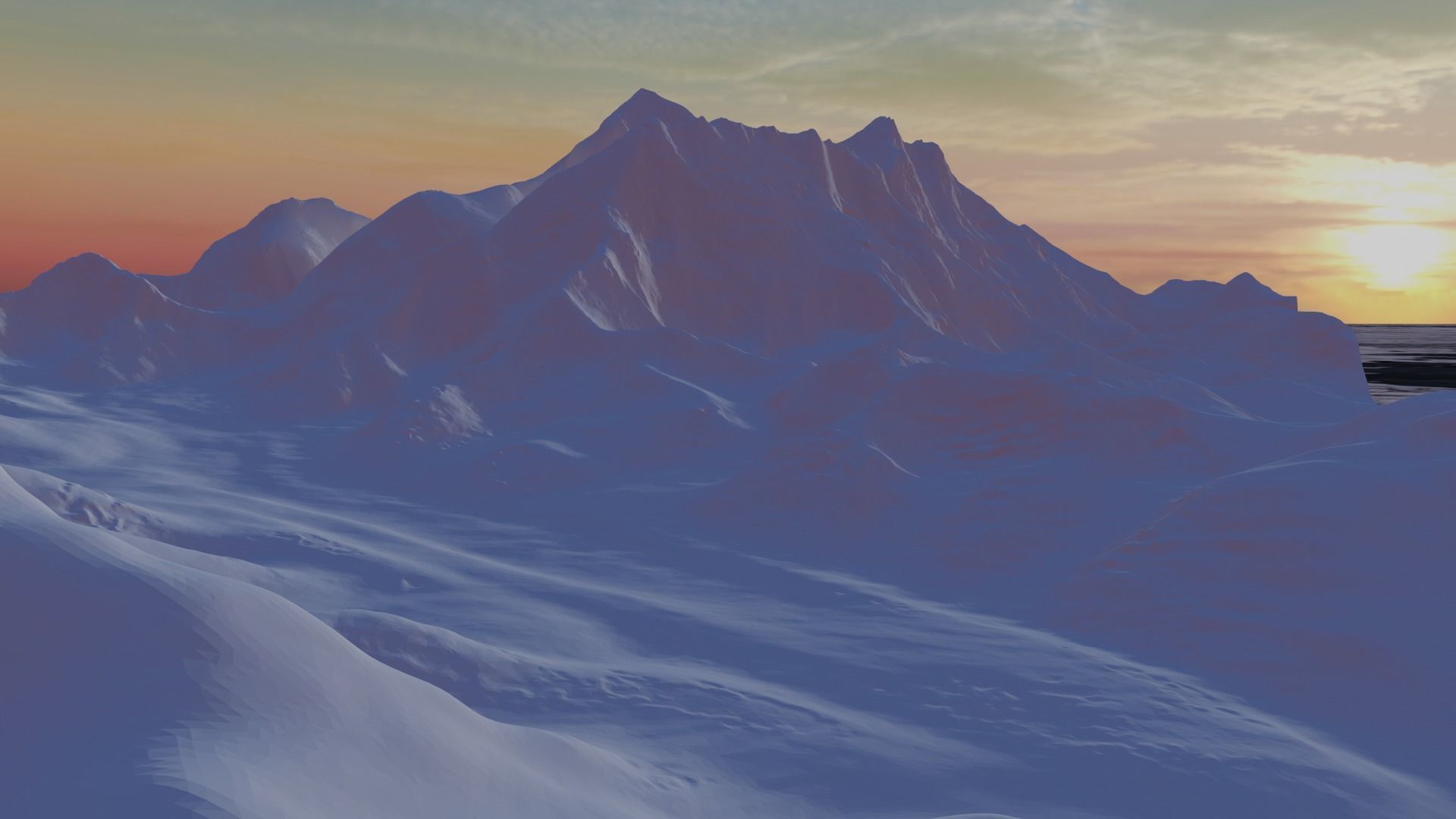 Mount Everest at Dawn Landscape 3D model_35