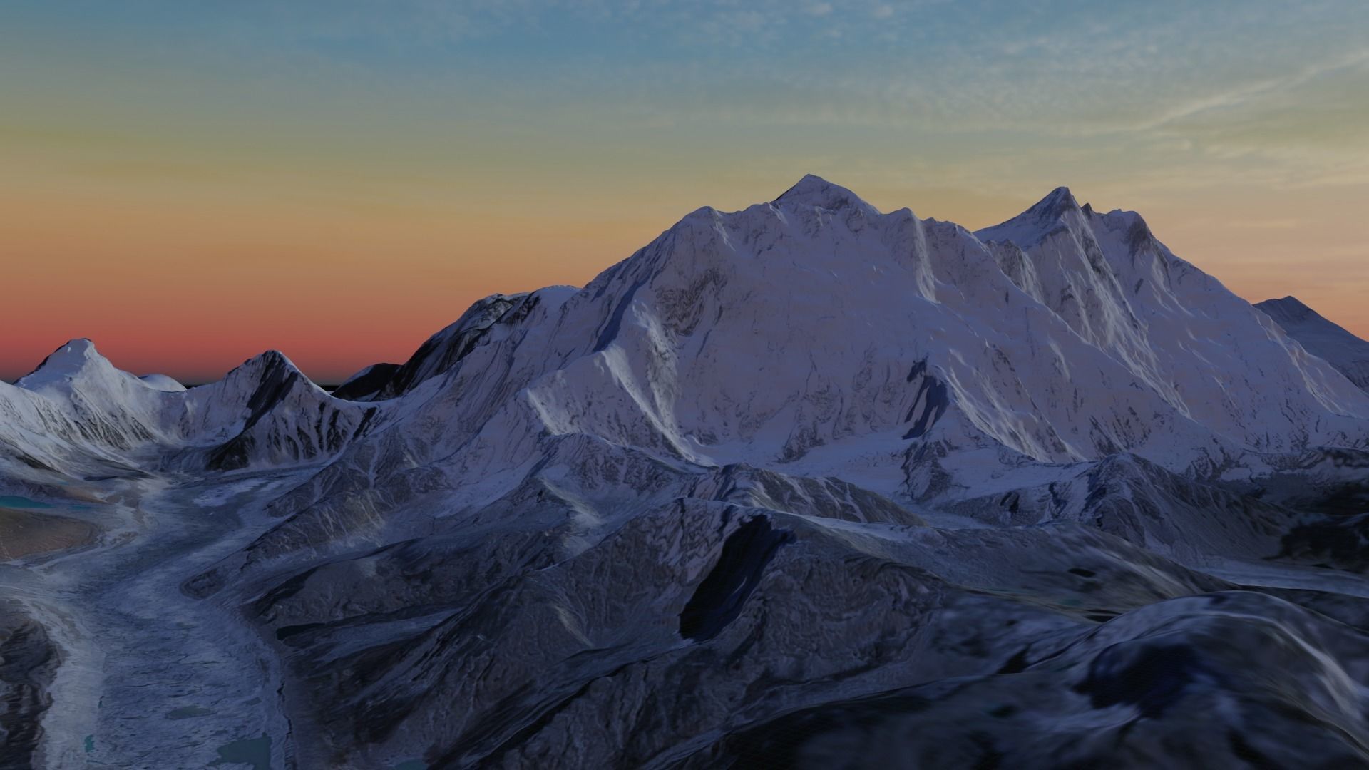 Mount Everest at Dawn Landscape 3D model_10