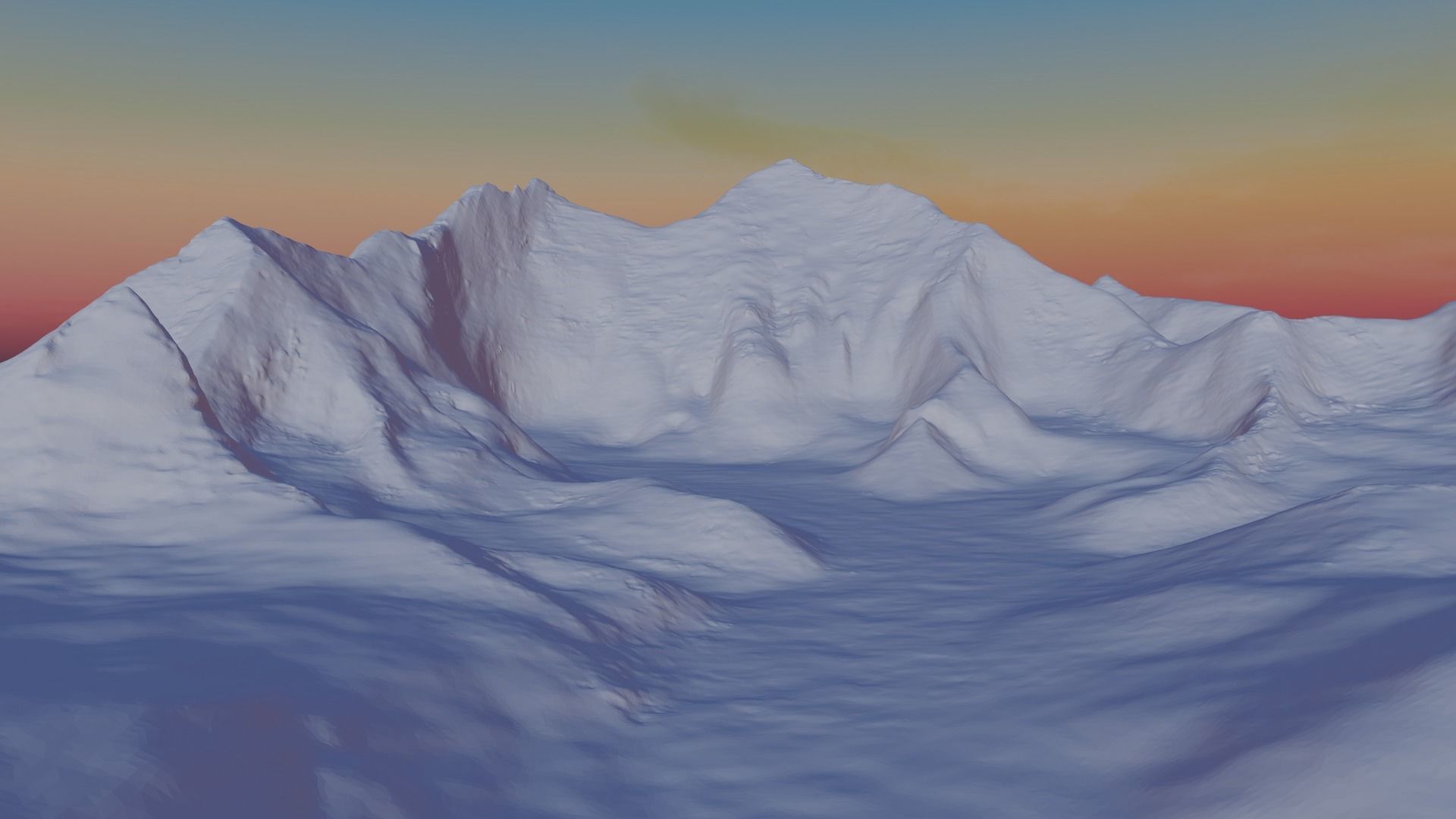 Mount Everest at Dawn Landscape 3D model_18