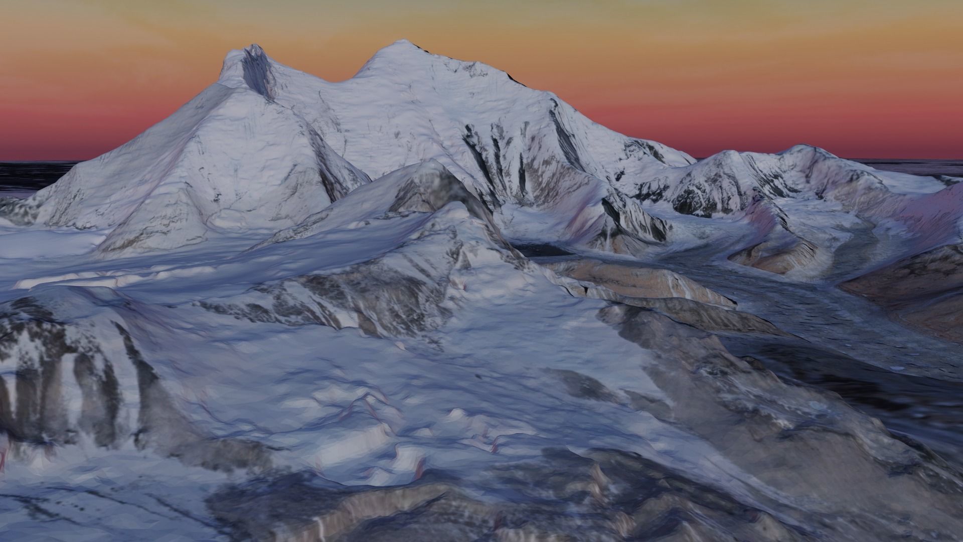 Mount Everest at Dawn Landscape 3D model_5