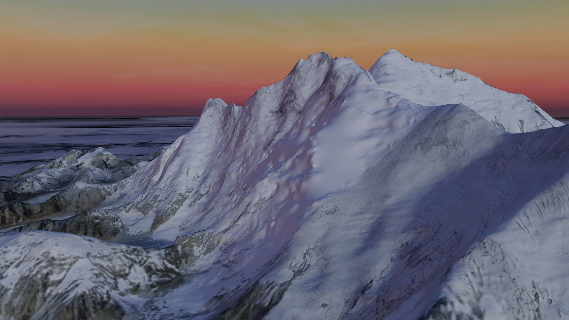 Mount Everest at Dawn Landscape 3D model_34