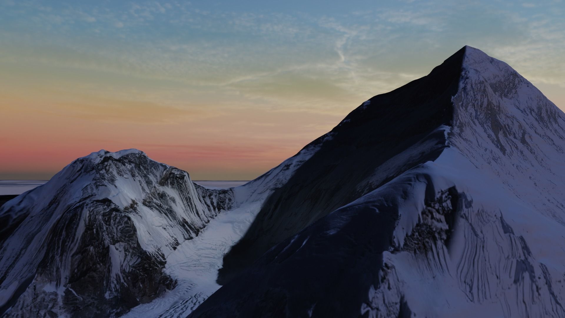 Mount Everest at Dawn Landscape 3D model_14
