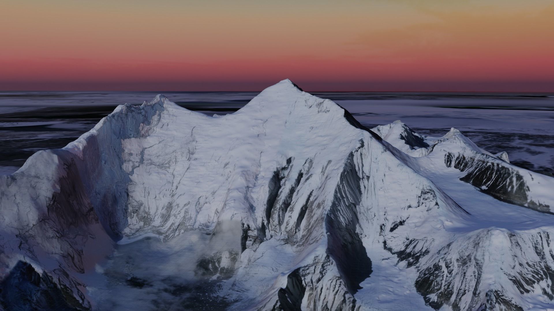 Mount Everest at Dawn Landscape 3D model_8