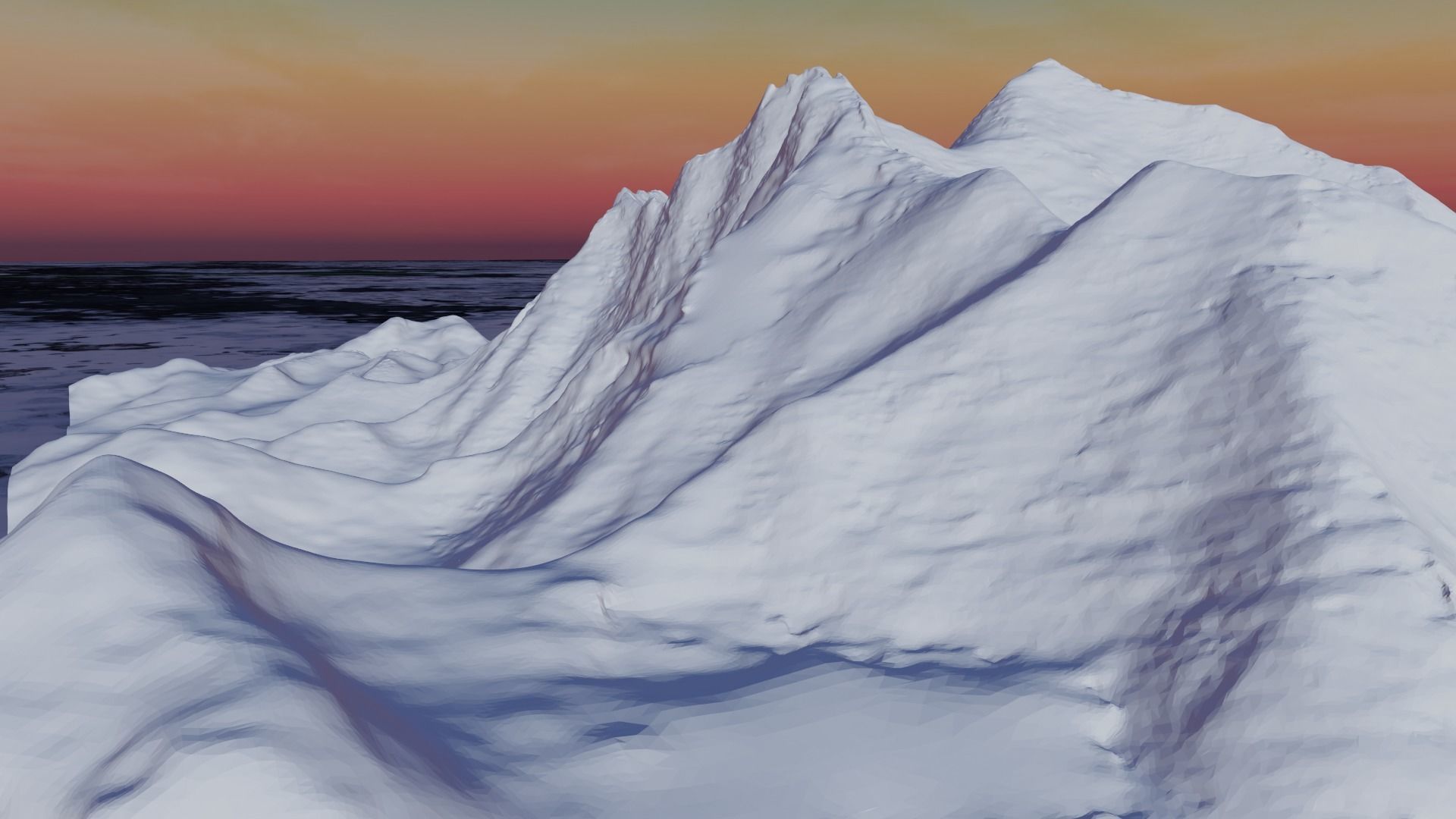 Mount Everest at Dawn Landscape 3D model_20