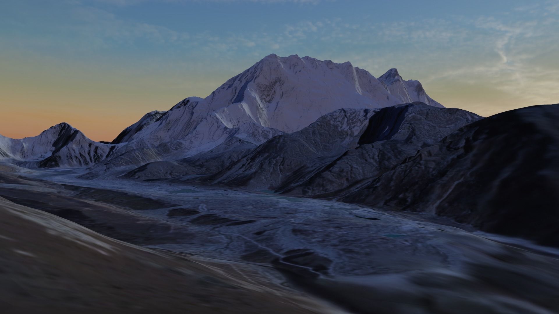 Mount Everest at Dawn Landscape 3D model_13