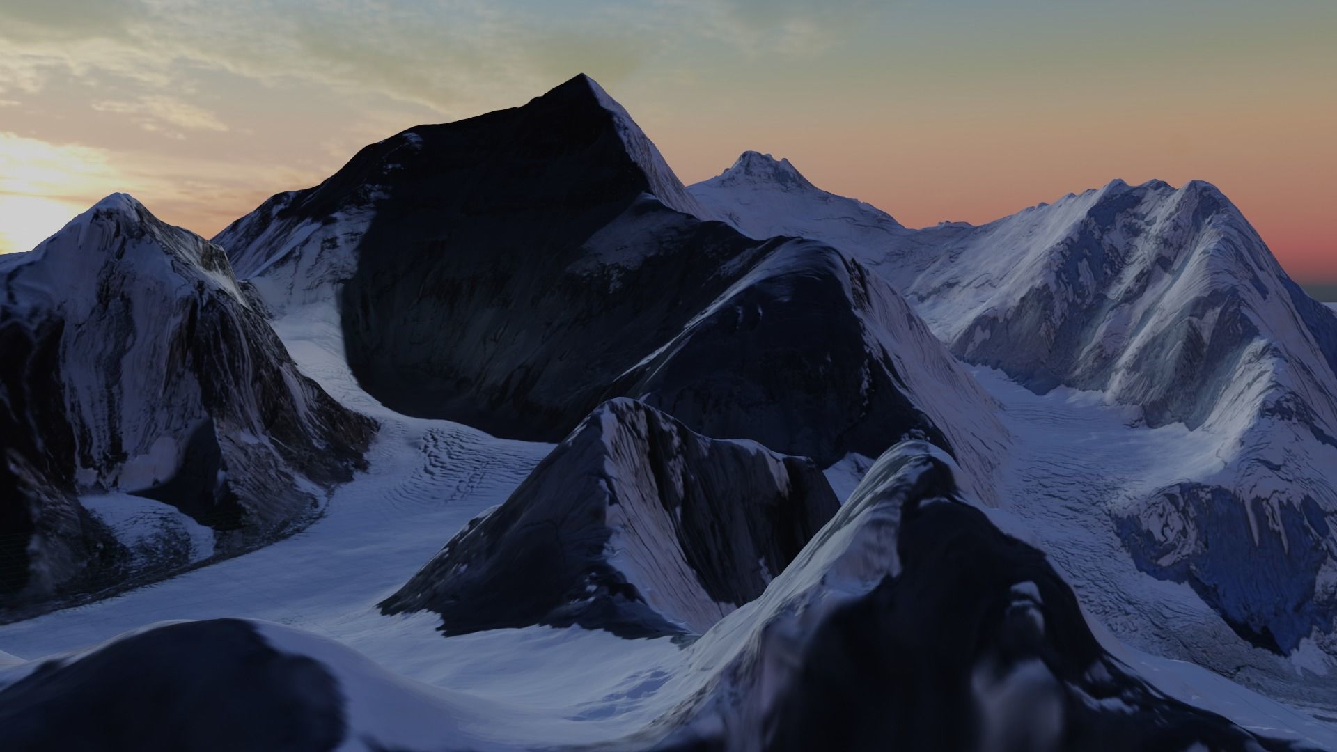Mount Everest at Dawn Landscape 3D model_9