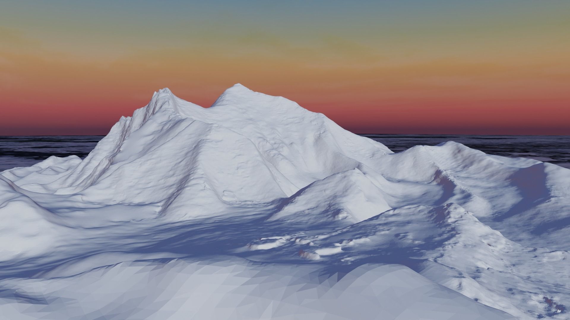 Mount Everest at Dawn Landscape 3D model_21