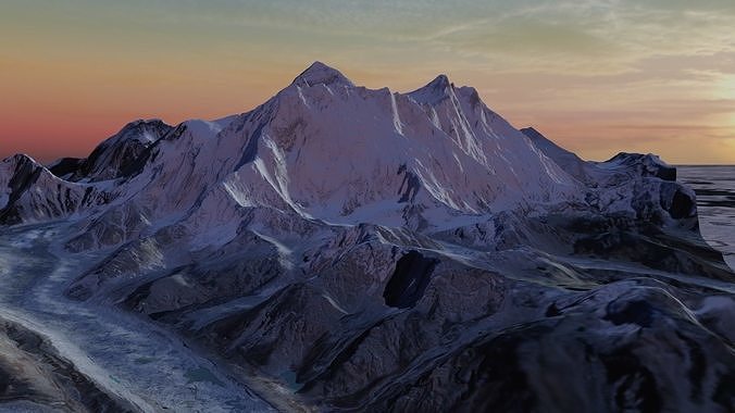 Mount Everest at Dawn Landscape 3D model
