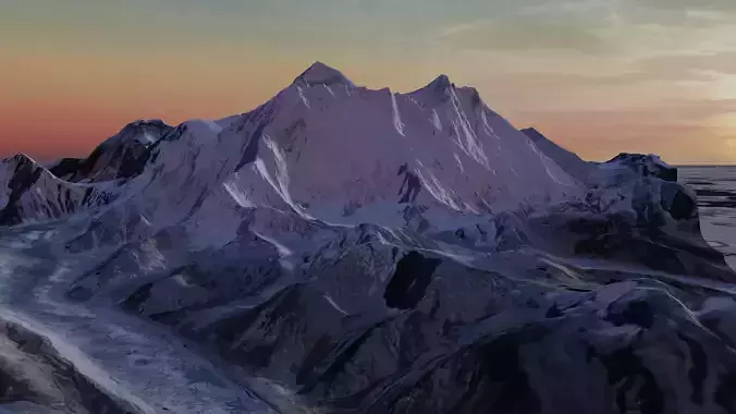 Mount Everest at Dawn Landscape 3D model
