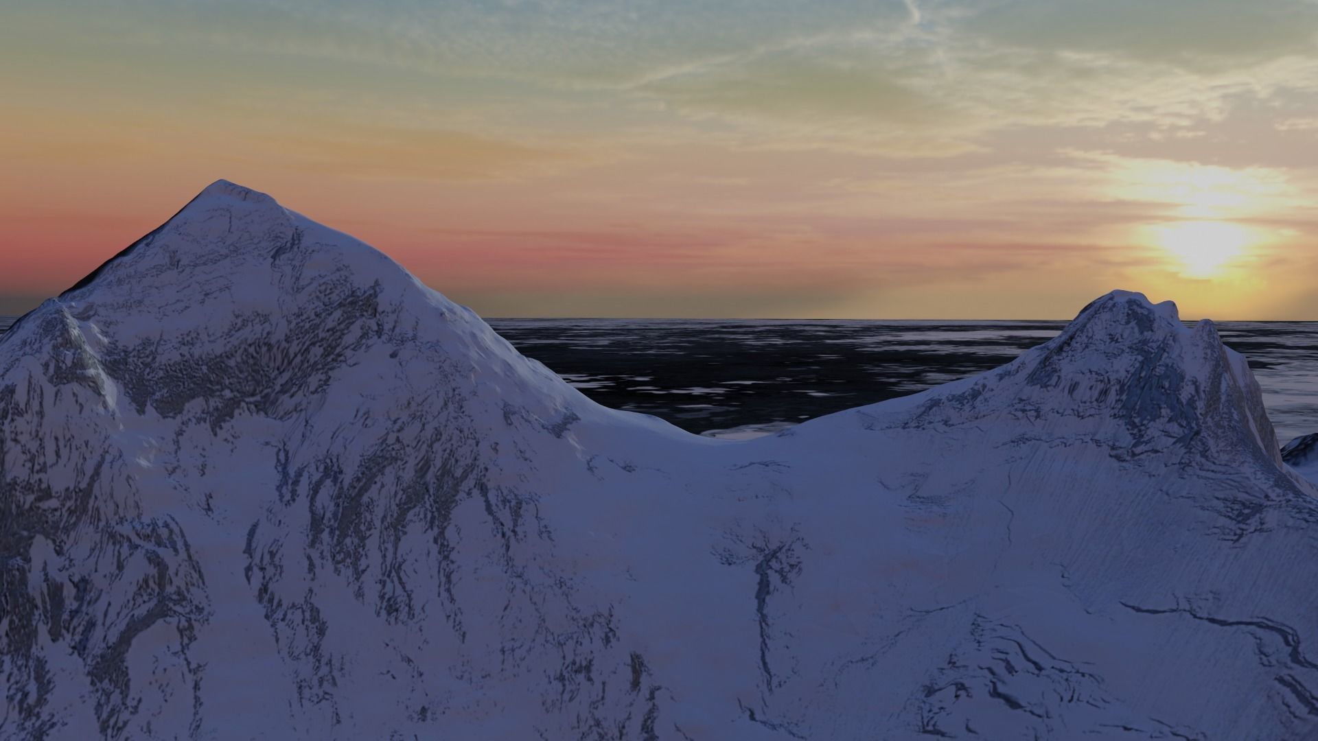 Mount Everest at Dawn Landscape 3D model_15