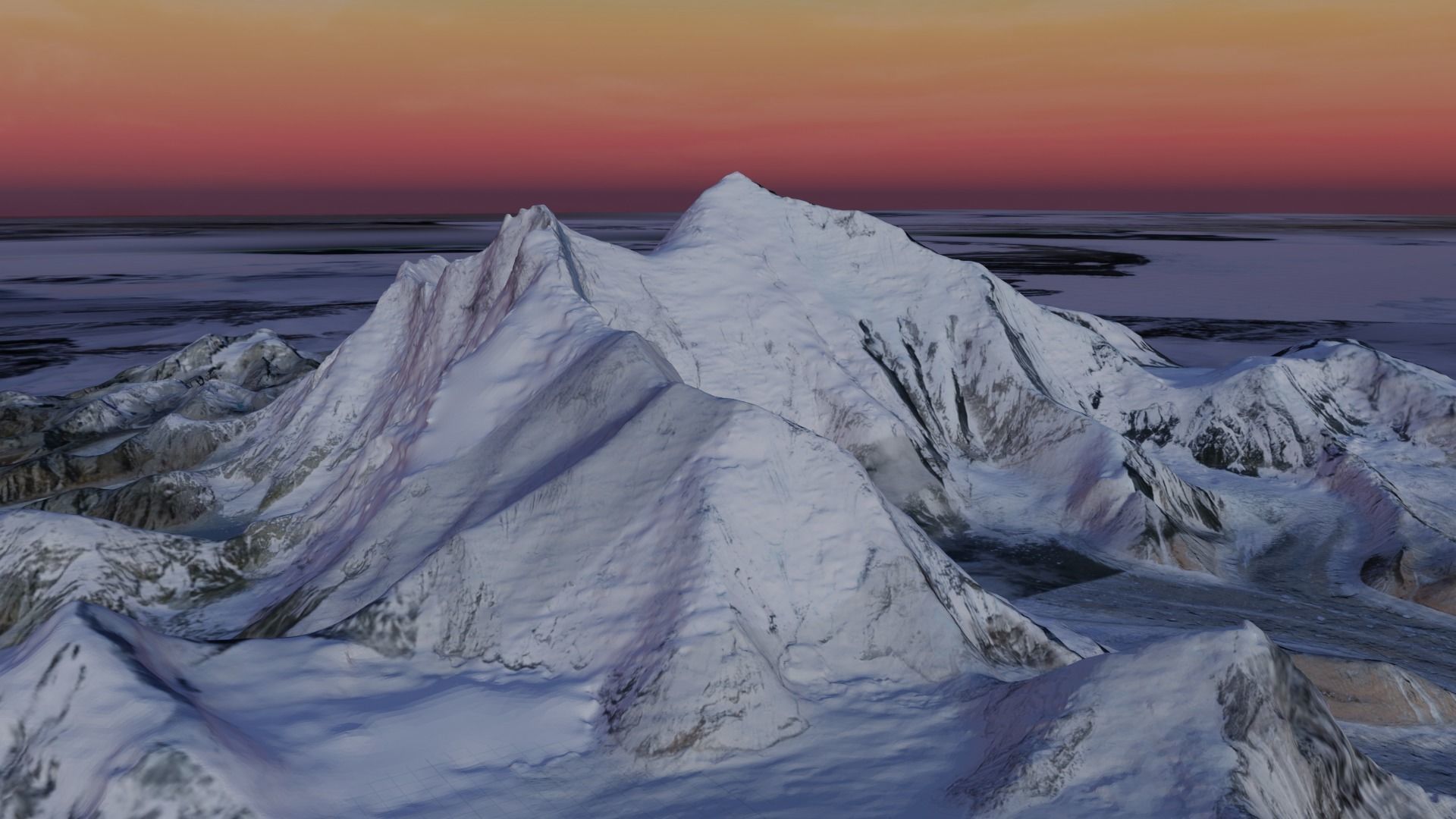 Mount Everest at Dawn Landscape 3D model_29