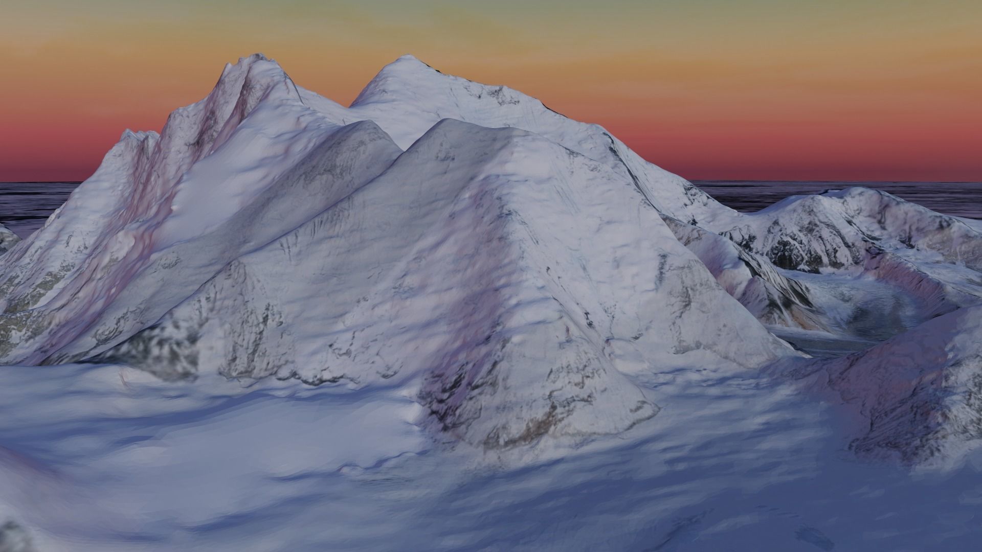 Mount Everest at Dawn Landscape 3D model_7
