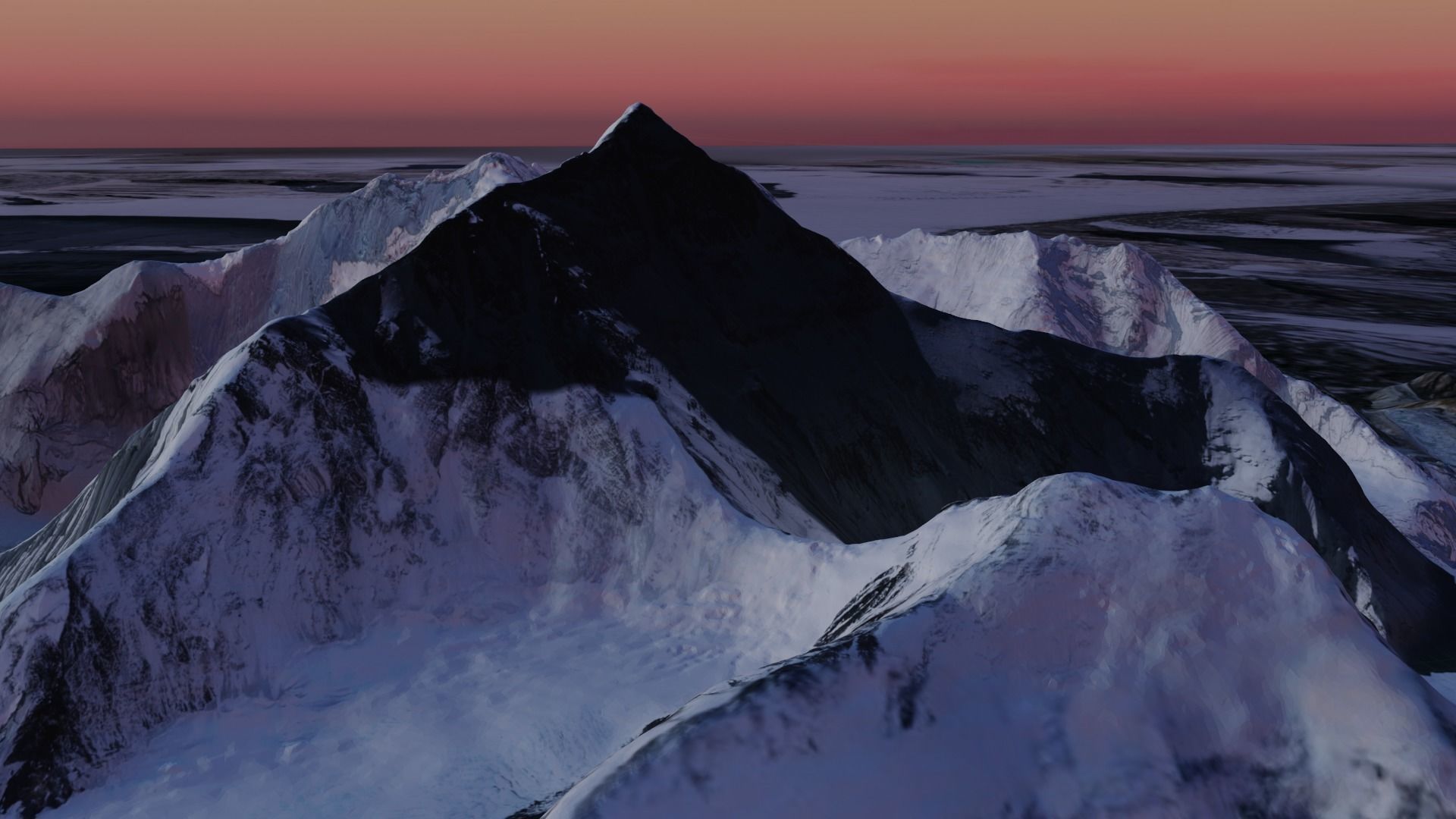 Mount Everest at Dawn Landscape 3D model_2