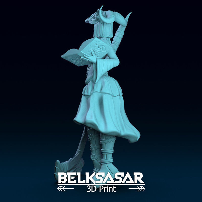 Girl Necromancer Normal and Nude 3D print model_7