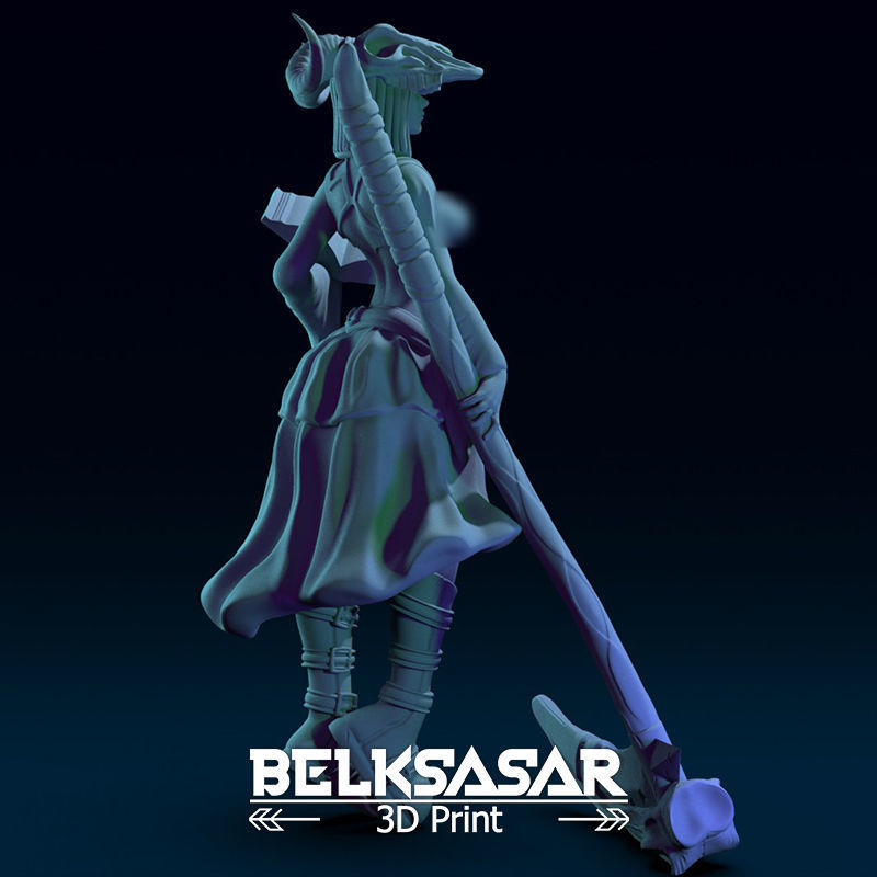 Girl Necromancer Normal and Nude 3D print model_10